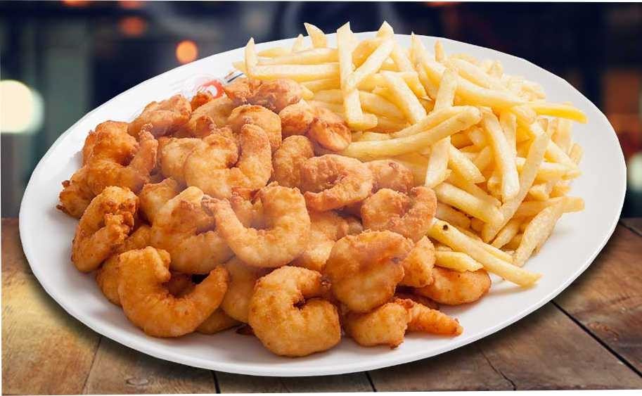 Camarão Empanado com Fritas