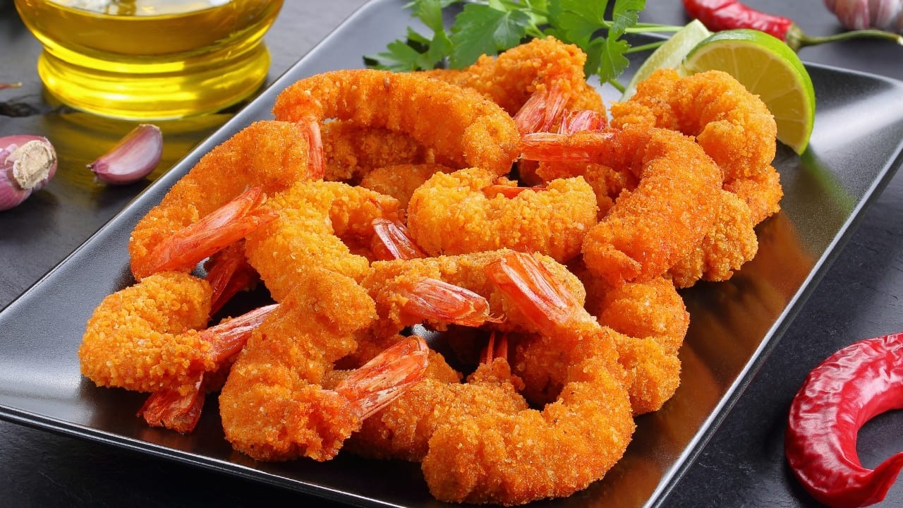 Camarão Empanado com Fritas