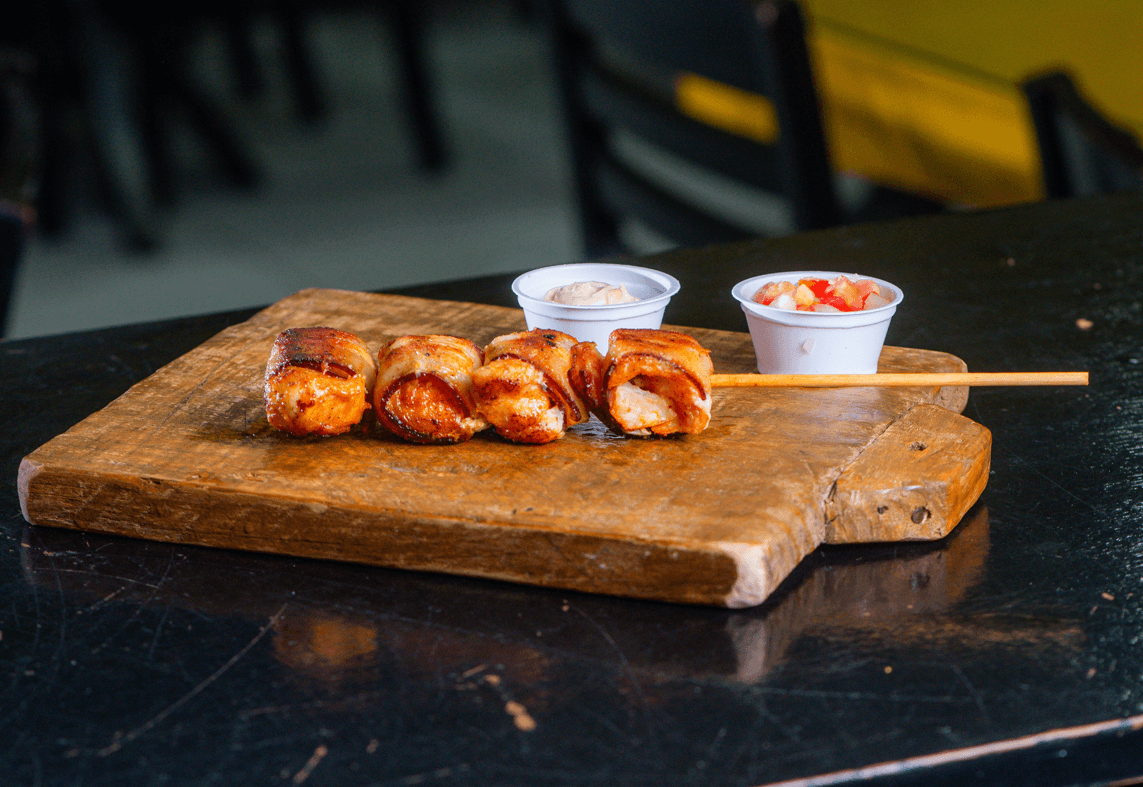 Espetinho Frango com Bacon