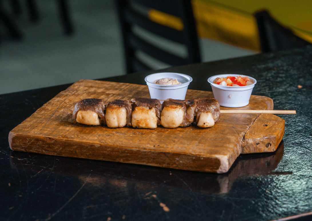 Espetinho de Carne de Sol com Queijo