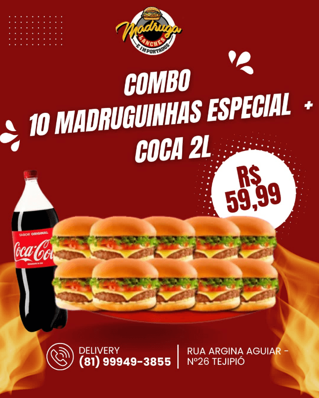 Combo 10 Madruguinhas Especial + Coca 2 Litros