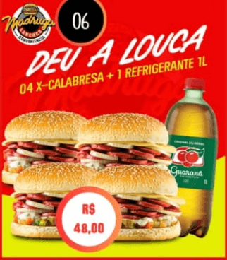 4 X-Calabresa + Antártica 1 Litro