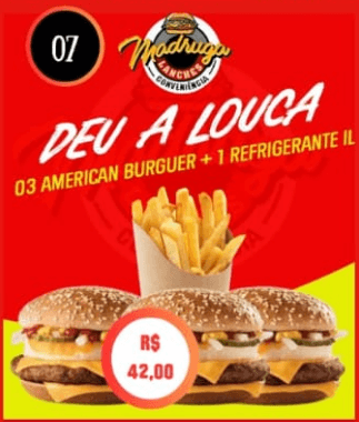 3 American Burguer + Refrigerante 1 Litro