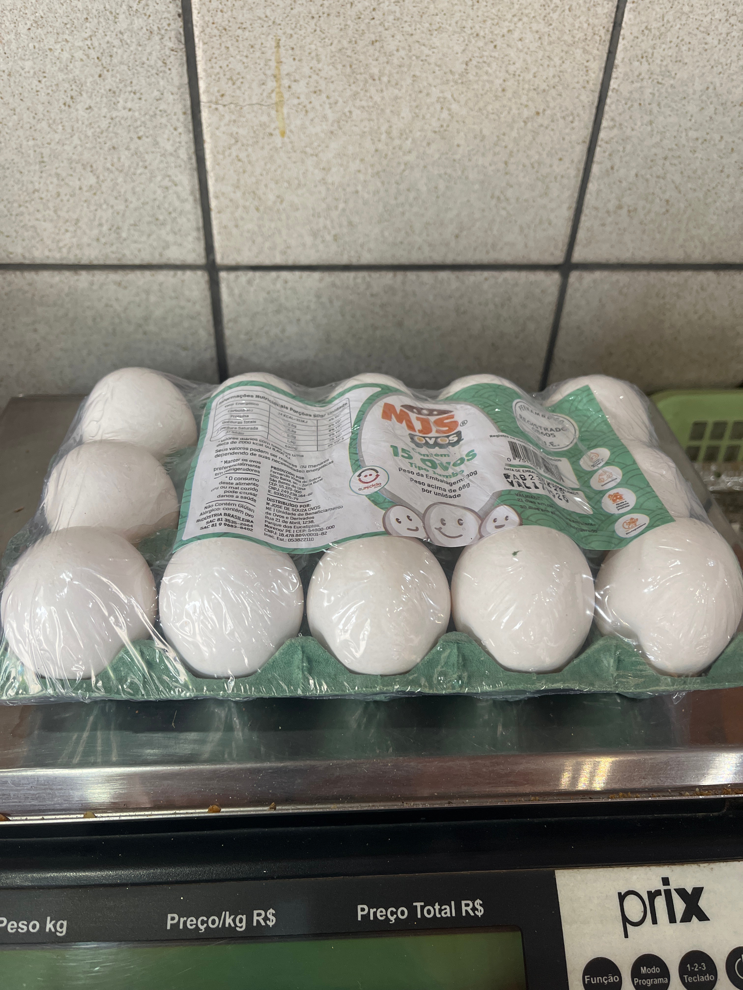 Bandeja de Ovos jumbo com 15 ovos