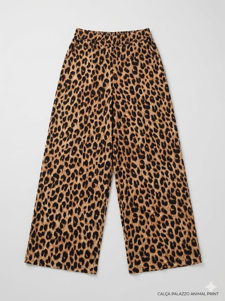 Calça pantalona em visco linho