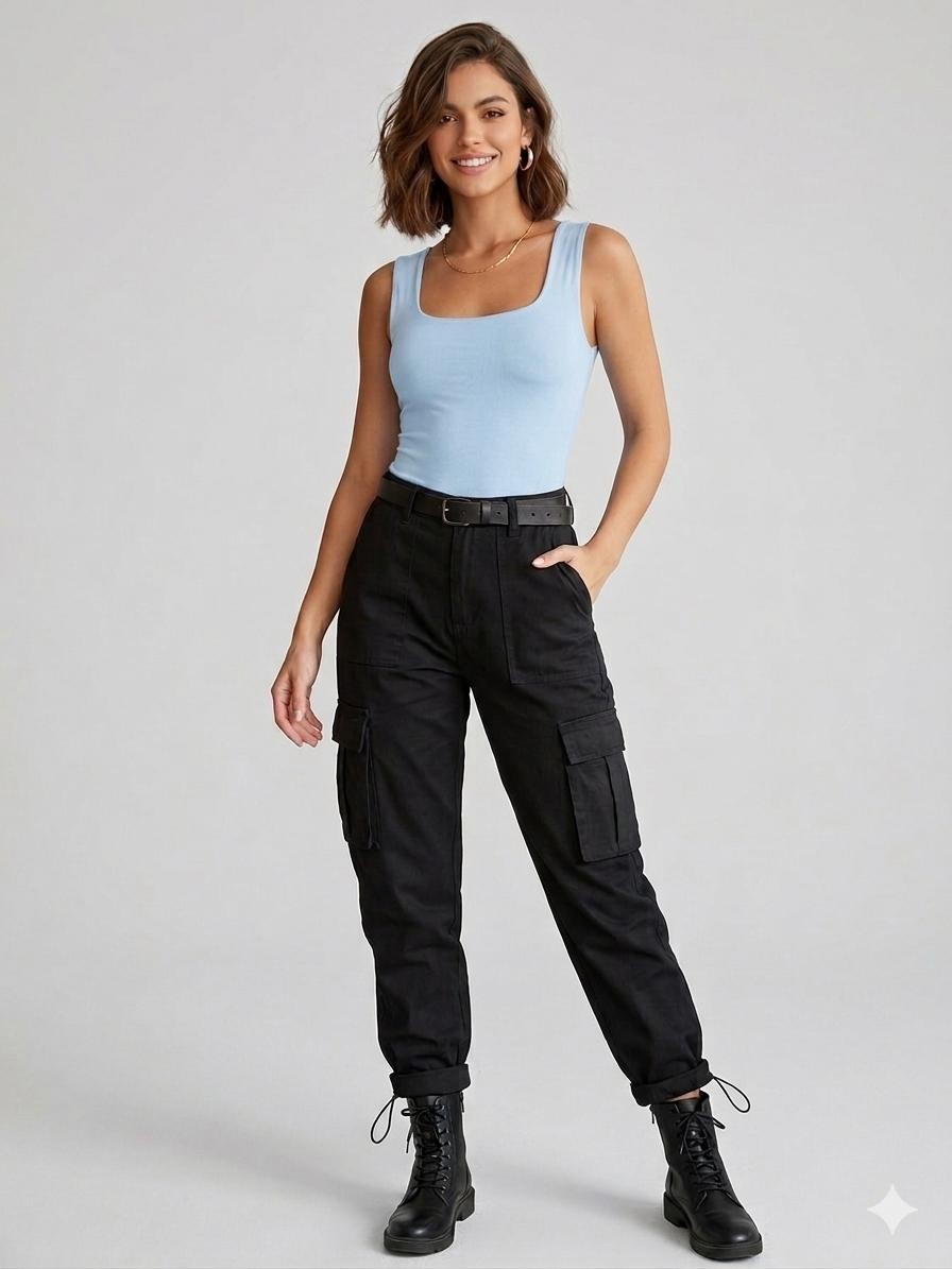 Body decote quadrado cor azul