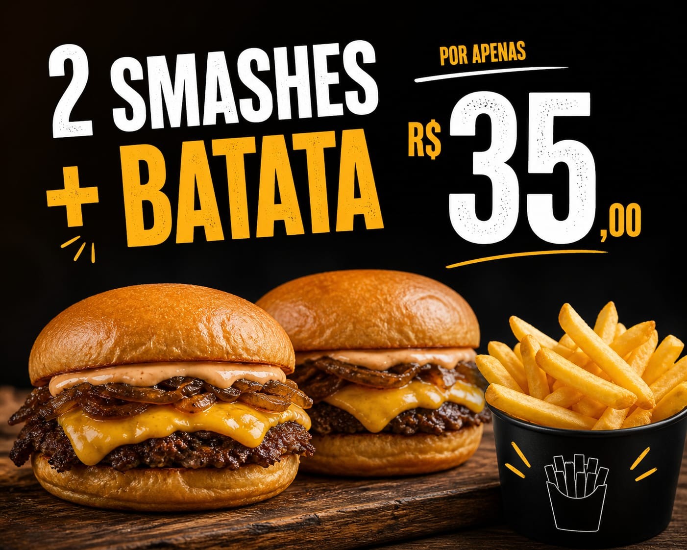 COMBO 2 SMASH TRADICIONAL + BATATA