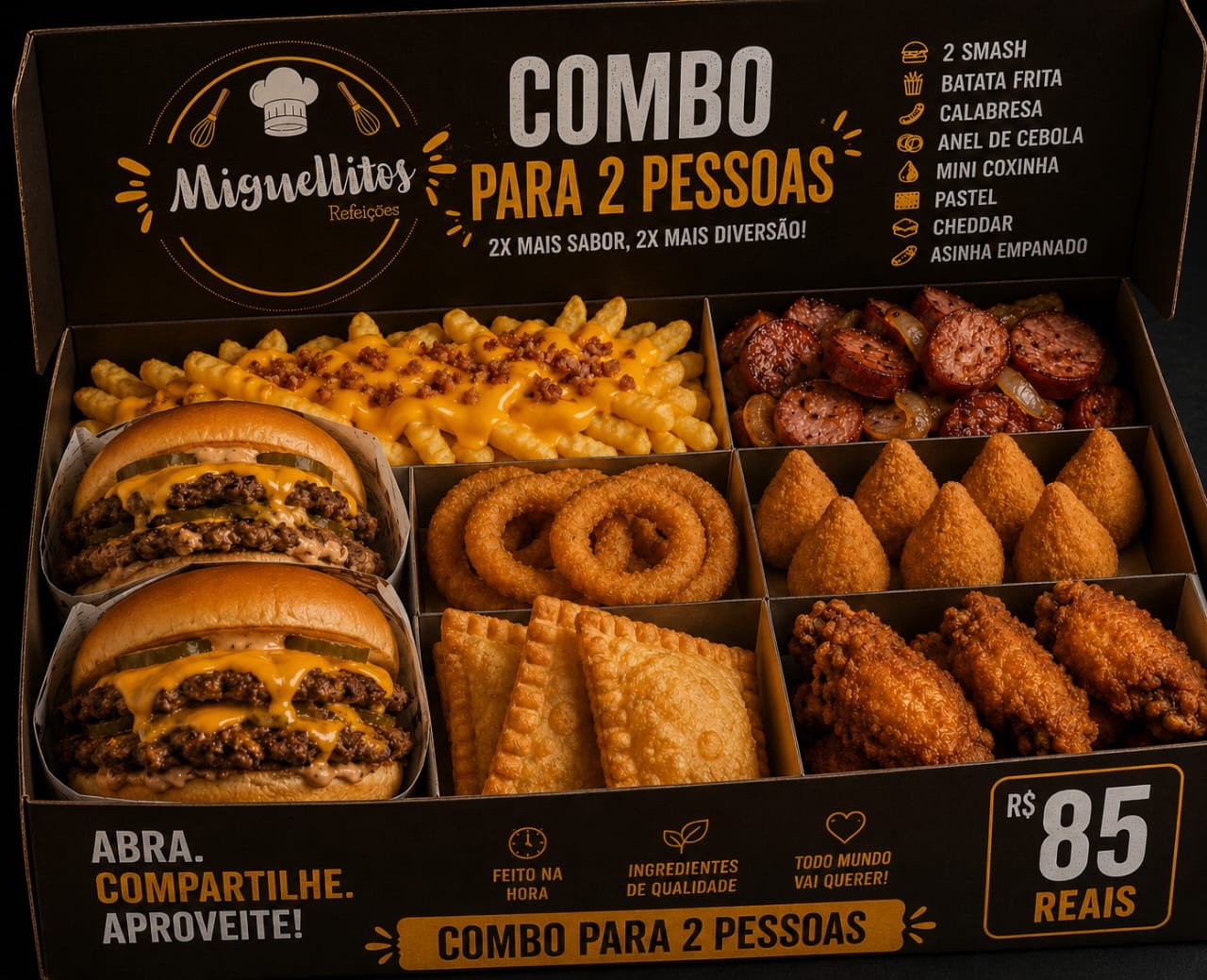 Combo na caixa para duas pessoas